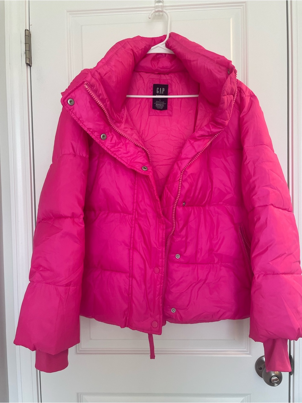 GAP Women's Bright Pink Quilted Puffer Coat